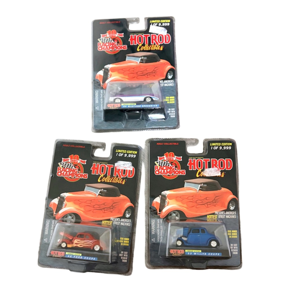 Racing Champions Hot Rod Collectibles Set 40 Ford 64 Mustang 33 Willys 1:64